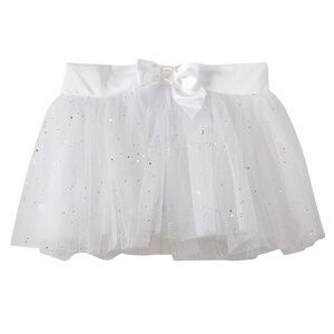 Girls White Tulle Hologram Stars Dance Tutu Skirt